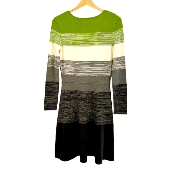 Eliza J Multicolor Stripe Knit Long Sleeve Fit & Flare Sweater Dress, Size Small - Picture 3 of 11